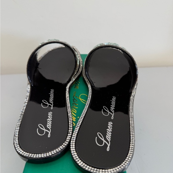 lauren larraine Bianca Black And Silver sandals womens 9 - Picture 3 of 6